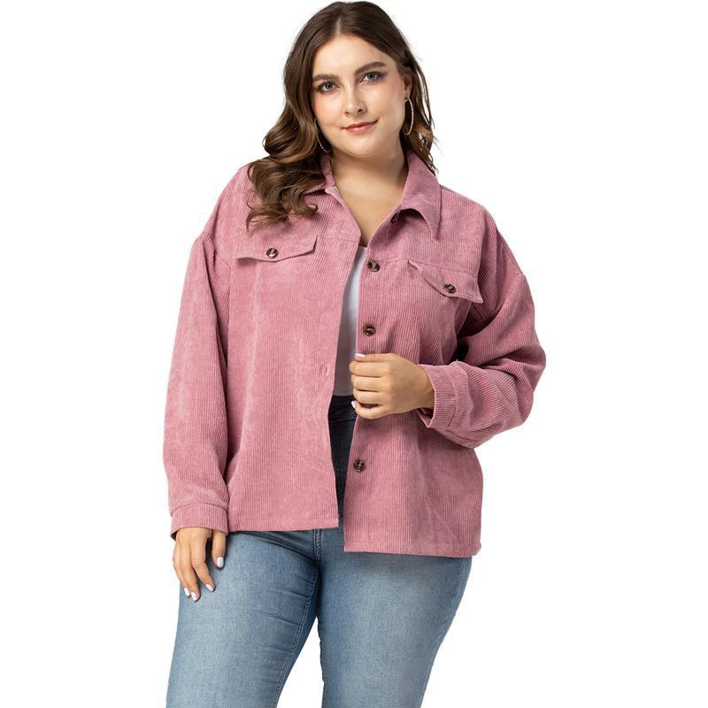 Veste en velours côtelé rose tendance