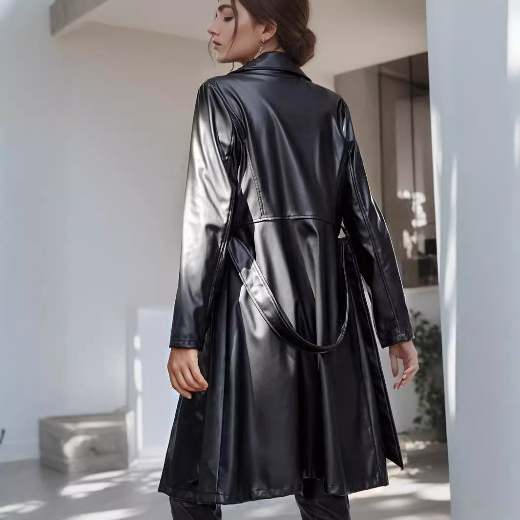 Manteau long à col baissé pour femme