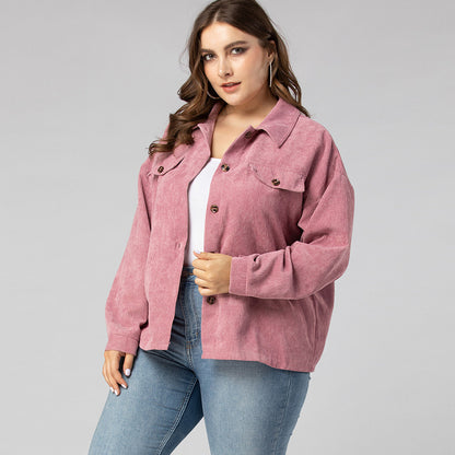 Veste en velours côtelé rose tendance