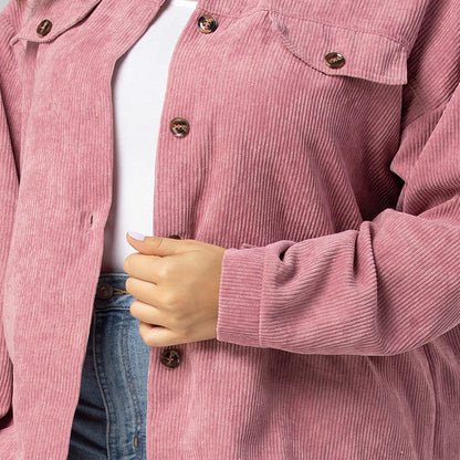 Veste en velours côtelé rose tendance