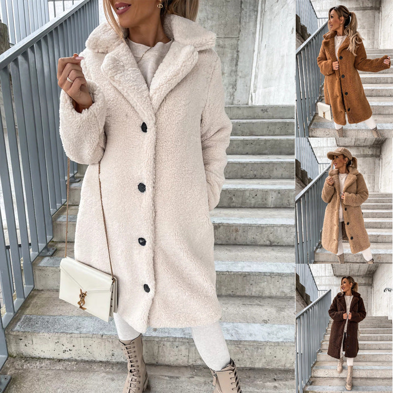 Manteau Long en Laine Bouclée