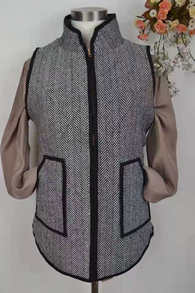 Gilet Sans Manches en Tissu à Chevrons