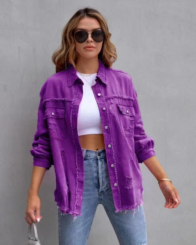 Veste légère en denim lilas pour un look chic et casual