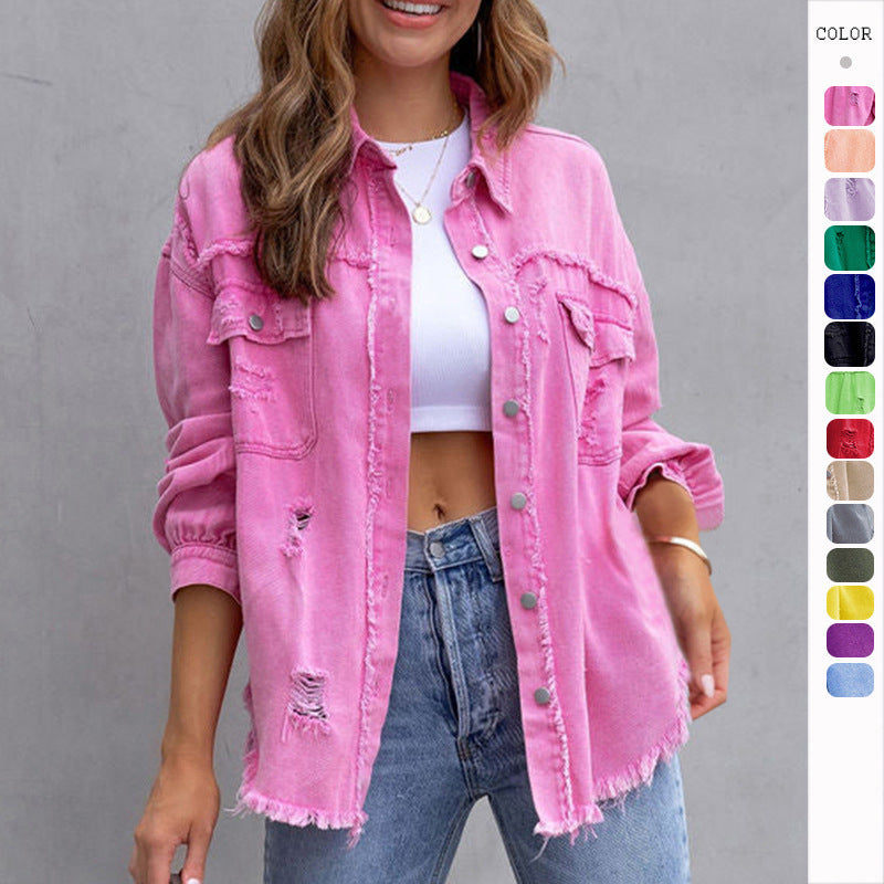 Veste légère en denim lilas pour un look chic et casual