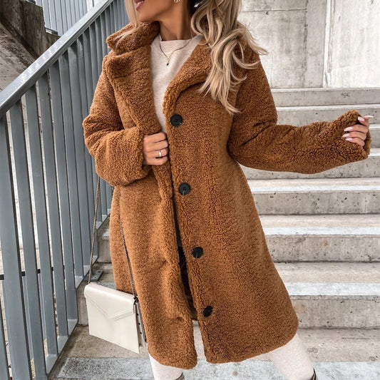 Manteau Long en Laine Bouclée